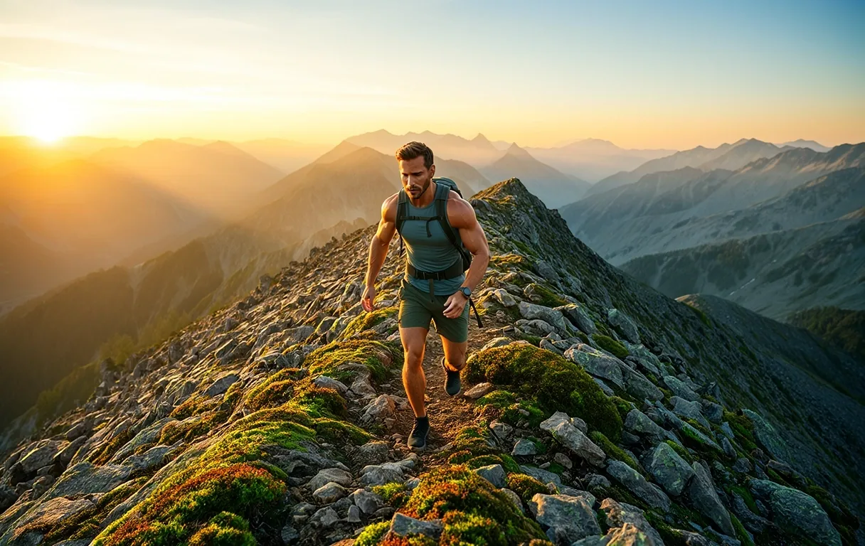 Active man in a natural environment